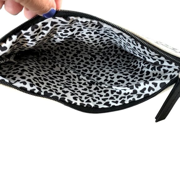 Brighton LOVE Black And White Canvas Makeup Up Bag Clutch Valentine's Day NWOT - Picture 8 of 12